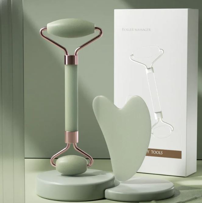 Set de Masaje Gua Sha y Rodillo Facial