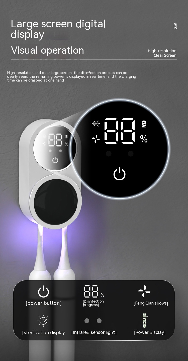 Esterilizador UV para Cepillos de Dientes con Pantalla Digital