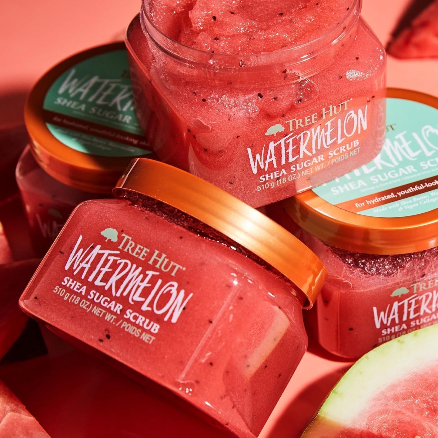 - Exfoliante Corporal De Azúcar - Watermelon - Bote 510 G - Contiene Vitamina C Y Manteca De Karité - Ayuda a Restaurar El Brillo De La Piel - Nutre En Profundidad Y Suaviza La Piel Seca