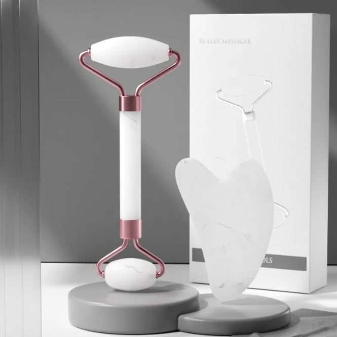 Set de Masaje Gua Sha y Rodillo Facial