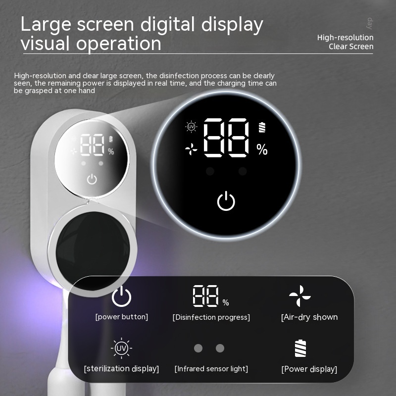 Esterilizador UV para Cepillos de Dientes con Pantalla Digital