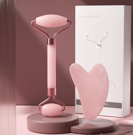 Set de Masaje Gua Sha y Rodillo Facial