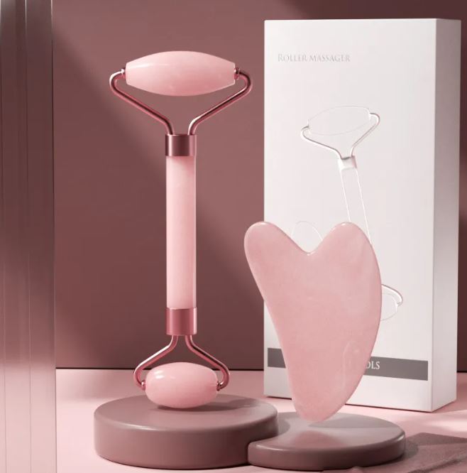 Set de Masaje Gua Sha y Rodillo Facial