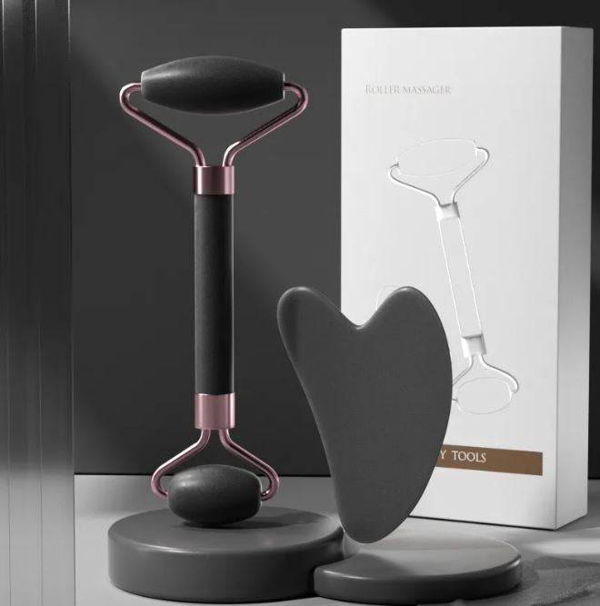 Set de Masaje Gua Sha y Rodillo Facial